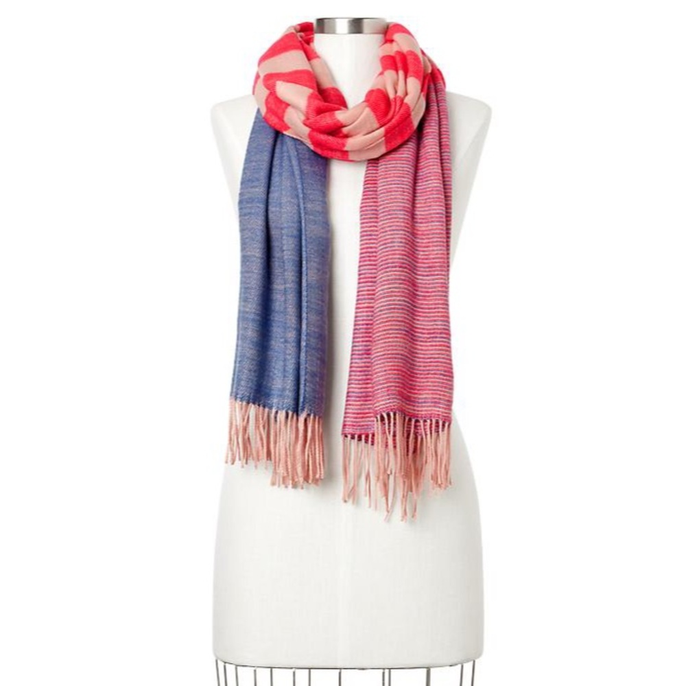 Gap Pink and Blue Striped Scarf